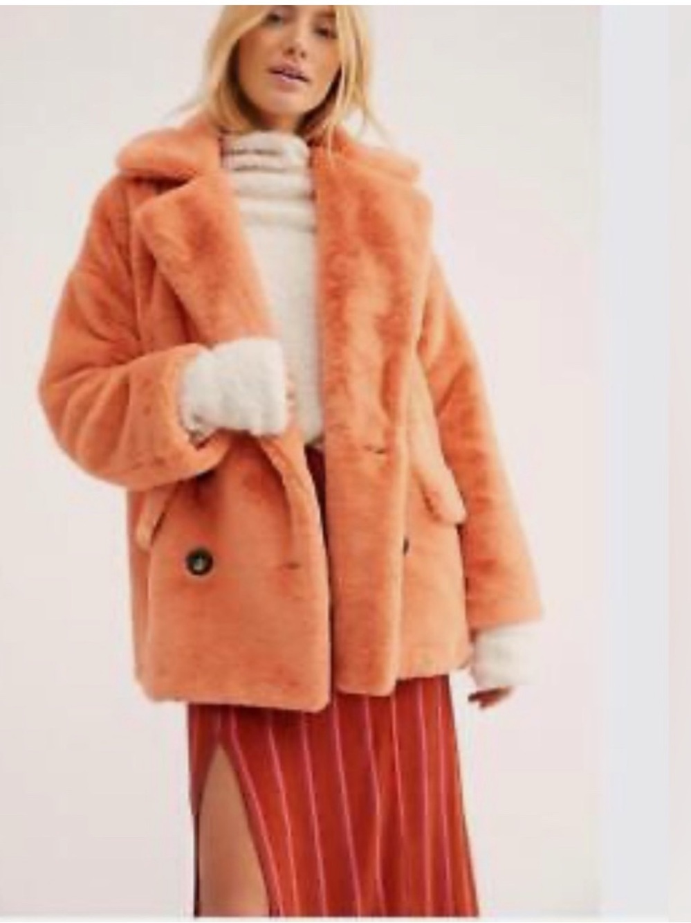 Free People Mena Faux Fur Teddy Jacket size M